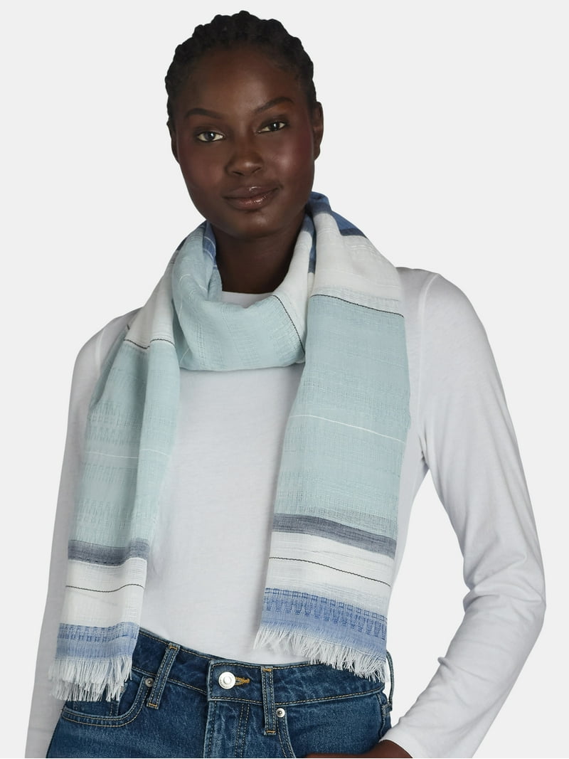 Time and Tru Multicolor Striped Scarf for Women, 36” W x 72” L, Woven  Polyester - Walmart.com, image size:800x1067