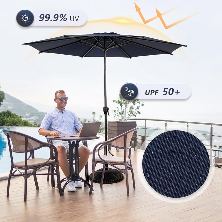 abba patio solar umbrella tilt 9 ft 9FT Lyon Outdoor Patio Outdoor Table Umbrella with Push Button and Crank Market Umbrella 8 Sturdy Ribs UV Protection Waterproof for Garden Deck Backyard Pool Grey Ideal for various outdoor settings be it your patio Abba Patio, 9ft Outdoor Patio