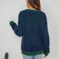 thumbnail image 5 of Fartey Striped Sweaters for Women Cozy Crewneck Fuzzy Knit Sweater Fall Winter Warm Sweater Casual Long Sleeve Color Block Pullover Tops Blue S, 5 of 5