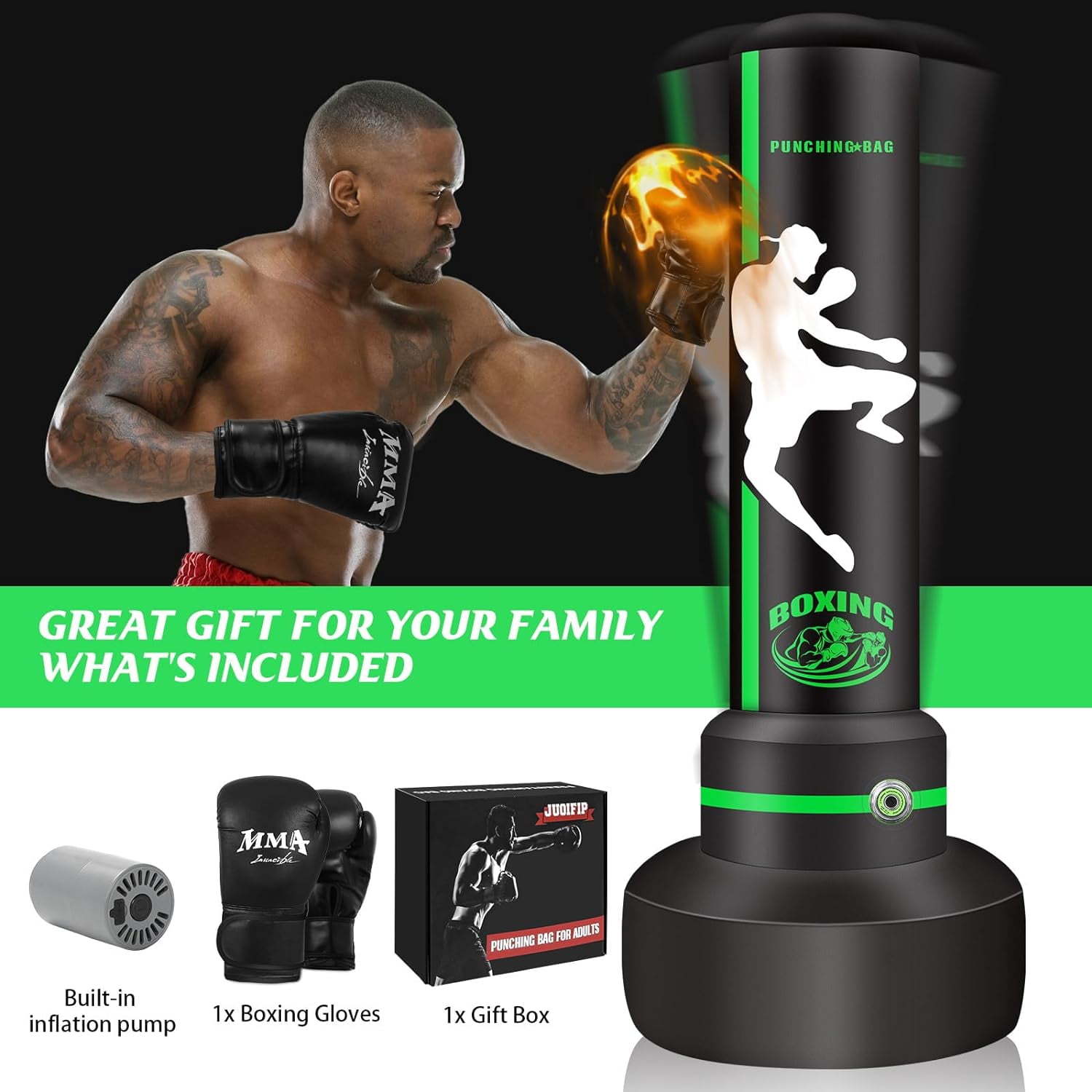 Adult Freestanding Heavy Boxing Punching Bag with Gloves Electric Air Pump for MMA Muay Thai Training Walmart