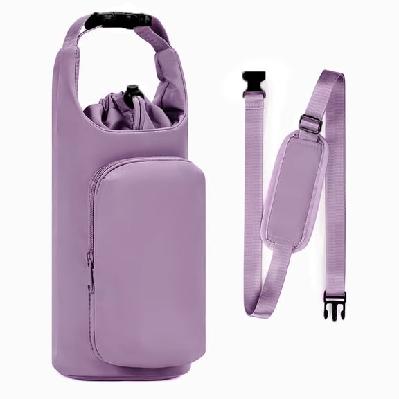 JINCOXL Water Bottle Carrier Bag with 2 Pockets, Adjustable Shoulder Sling for 20-40oz Bottles, Pouch Holder for Phone and Keys, Portable Water Bottle Sleeve for Hiking, Gym, and Travel
