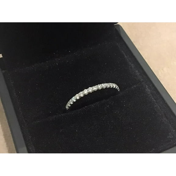 1CT Round Cut Lab Created Diamond Half Eternity Women's ring 14k White Gold Plated