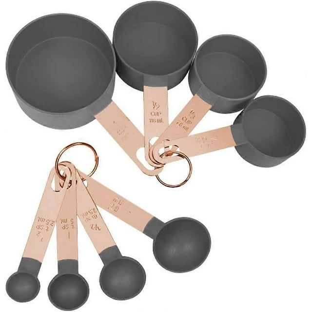 Set of 8 measuring cups and spoons for measuring dry and liquid ingredients