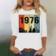 thumbnail image 2 of Aoochasliy Women's 1976 Letter Printed Tee Vintage Retro Comfy Casual 3/4 Sleeve Crew Neck Tops 50th Birthday Gift for Celebration Party Holiday Family Gathering, 2 of 4