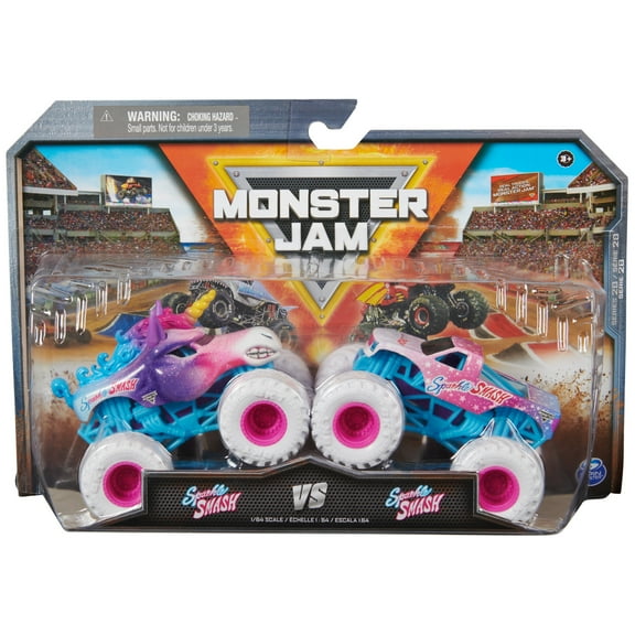 Monster Jam, Official Sparkle Smash Vs. Sparkle Smash Die-Cast Monster Trucks, 1:64 Scale, Kids Toys for Boys Ages 3 and up