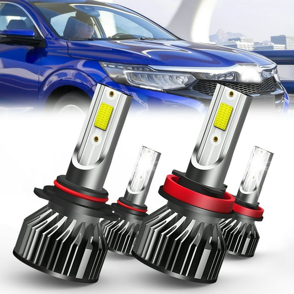 QIPEIZSP compatible for Honda Accord 2013-2018 Headlight Bulbs,9005 High Beam   H11 Low Beam LED Lights, Pack of 4
