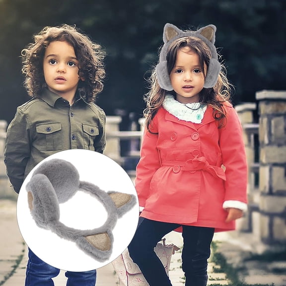 UPOUART Grey Plush Cat Ear Earmuff Winter Ear Warmer Cover Windproof for Outdoor Cold Weather