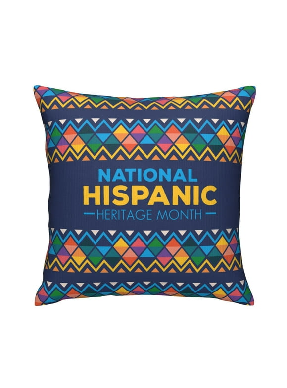 National Hispanic Heritage Month Throw Pillow Covers 18 x 18 Inches Pillow Cases Square Cushion Case Invisible Zipper Pillowcases