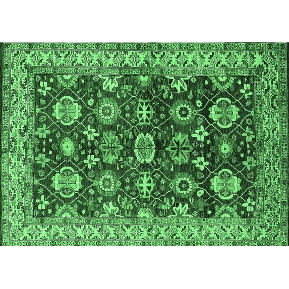 Ahgly Company Indoor Rectangle Oriental Emerald Green Industrial Area Rugs, 6' x 9'