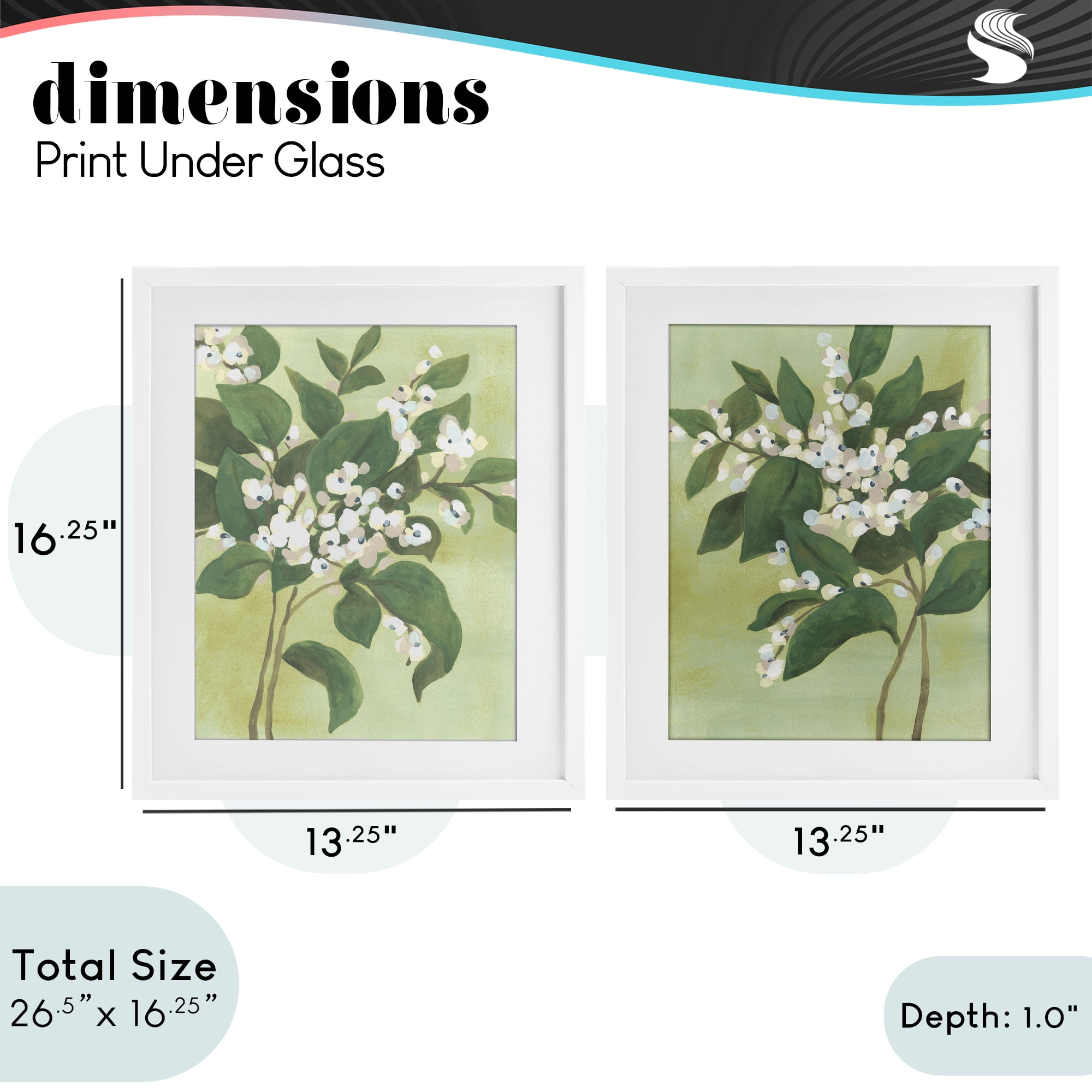 Stupell Industries Verdant Herb Blossoms 2 Piece White Framed Print Under Glass Set, design by June Erica Vess