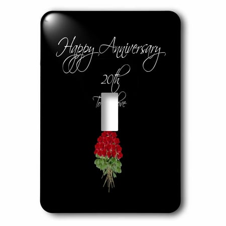 20th Anniversary Plate - 3dRose Happy 20th Anniversary to my love on a black background - Single Toggle Switch