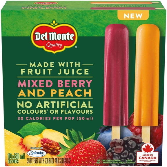 DEL MONTE Pops Glacés Petits Fruits Et Pêche 10 x 50 ml