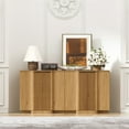 thumbnail image 5 of Brafabhome 59" Buffet Cabinet with Storage, 4 Door Accent Sideboard Credenza with 2 Adjustable Shelves, Modern Fluted Media Console Coffee Bar Table for Living Room Dining Room | Walnut(2 Set), 5 of 9