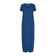 thumbnail image 5 of NXMZXB Plus Size Maxi Dresses for Curvy Women Loose Fit Casual Summer Short Sleeve Crewneck Long T-Shirts Dress Elegant Flowy Beach Sundress with Pockets A-Blue S, 5 of 7