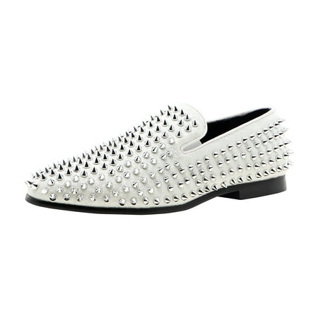 

Jump Newyork Luxor Textile and Leather Upper Metallic Spike Twin Gore | Slip-ons | Casual | Smoking Slipper | Dress Loafers for Men