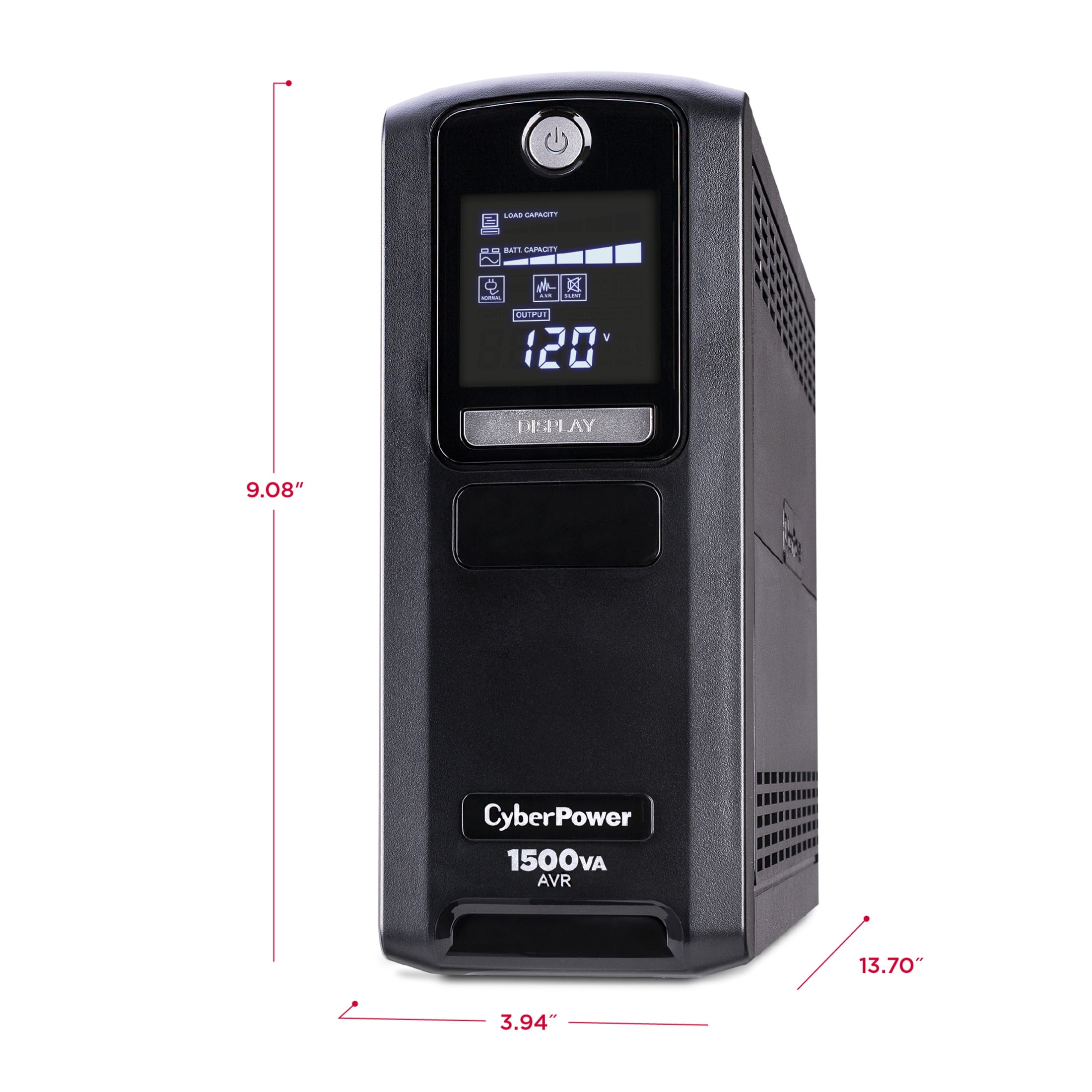 CyberPower LX1500GAVR Battery Backup UPS, 1500VA/900W, 120V, 10 Outlets, LCD, AVR, 6 ft Cord, Black