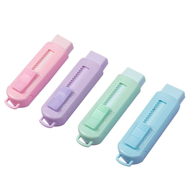 8 gomas de borrar retráctiles deslizantes para lápices, 4 colores surtidos, lindas gomas de borrar pastel, gomas de borrar estéticas con funda de plástico para estudiantes, niños, escuela, oficina, s TUNC Sencillez