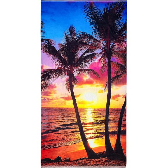 Sunset Beach Towel 30 x 60 inch 100% Cotton (Paradise Sunset, One Towel)