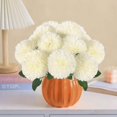 thumbnail image 2 of Artificial Chrysanthemums Flowers Ball Flowers White Flowers Bulk, Fake Mums Flowers Silk Plants for Home Decor Indoor Floral Arrangement Table Centerpiece (, White), 2 of 5