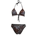 thumbnail image 4 of WREESH Women'S Split Leopard Cross Line Frenulum Lady Bikini Swimsuit, 4 of 7