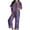 Purple-S2, variant on successthop Halloween Pajamas Women Short Sleeve Collar Button Down with Pant 2 Pieces with Pockets Loungewear