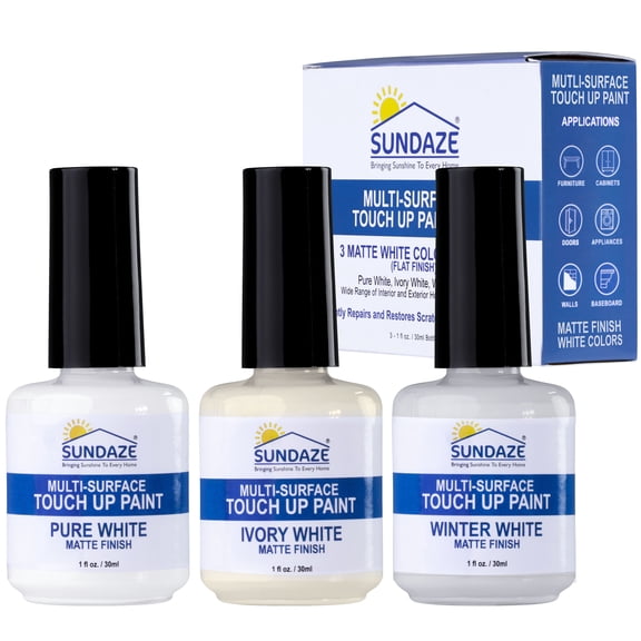 Sundaze Matte White Touch-Up Paint Pen Kit - Wall, Kitchen Cabinet, Furniture, Wood Door Touch Up - 3 Color Shades, Instantly Repair & Restore Scratches, Chips, Stains - Mix to Perfect Color Match