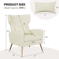 thumbnail image 2 of S-HOME Modern Velvet Wingback Armchair with Gold Metal Legs & Pillow, 400lb Capacity, 2 of 6