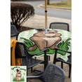 thumbnail image 5 of Outdoor Tablecloth with Umbrella Hole for Patio/Picnic/Party/Camping, Groundhog Day Waterproof Table Cloth Square Cover Washable, Green Plaid Spring Botanical Star Yellow (54"x 54"), 5 of 8