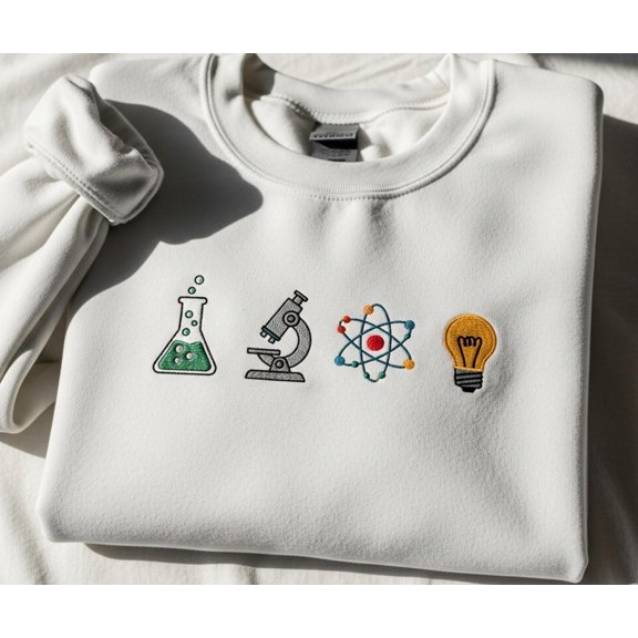 Science Teacher Embroidered Sweatshirt, Chemistry Biology Physics Crewneck, Nerdy Science Lover Tee, Gift For Her, Back to School Hoodie