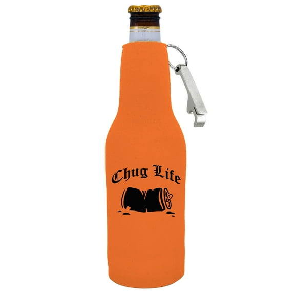 Chug Life Beer Bottle Coolie With Opener (Orange)