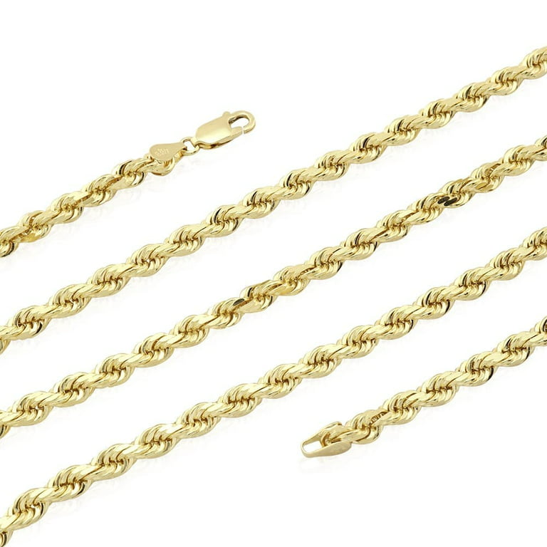 4mm - 7mm 14K Rope Diamond Cut Semi-Solid Yellow Gold Necklace | Uverly 5mm / 20
