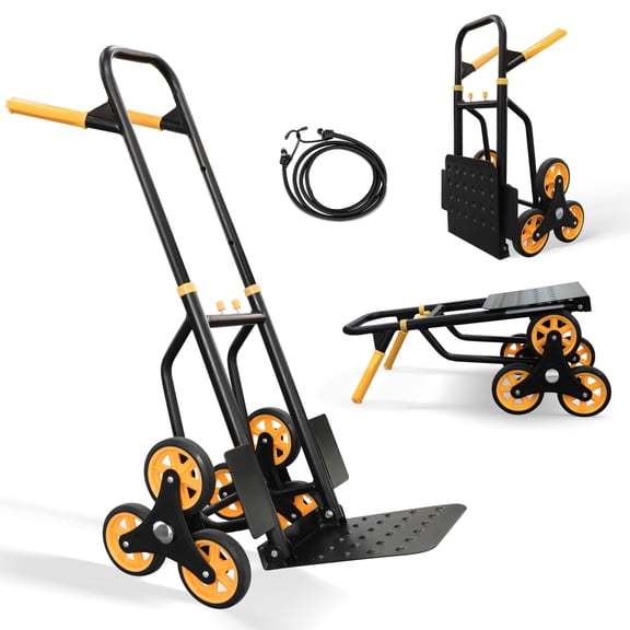 Olympia Tools Folding Hand Truck with Wheels - Heavy Duty Trolley (330lbs Stair Climbing Hand Truck)