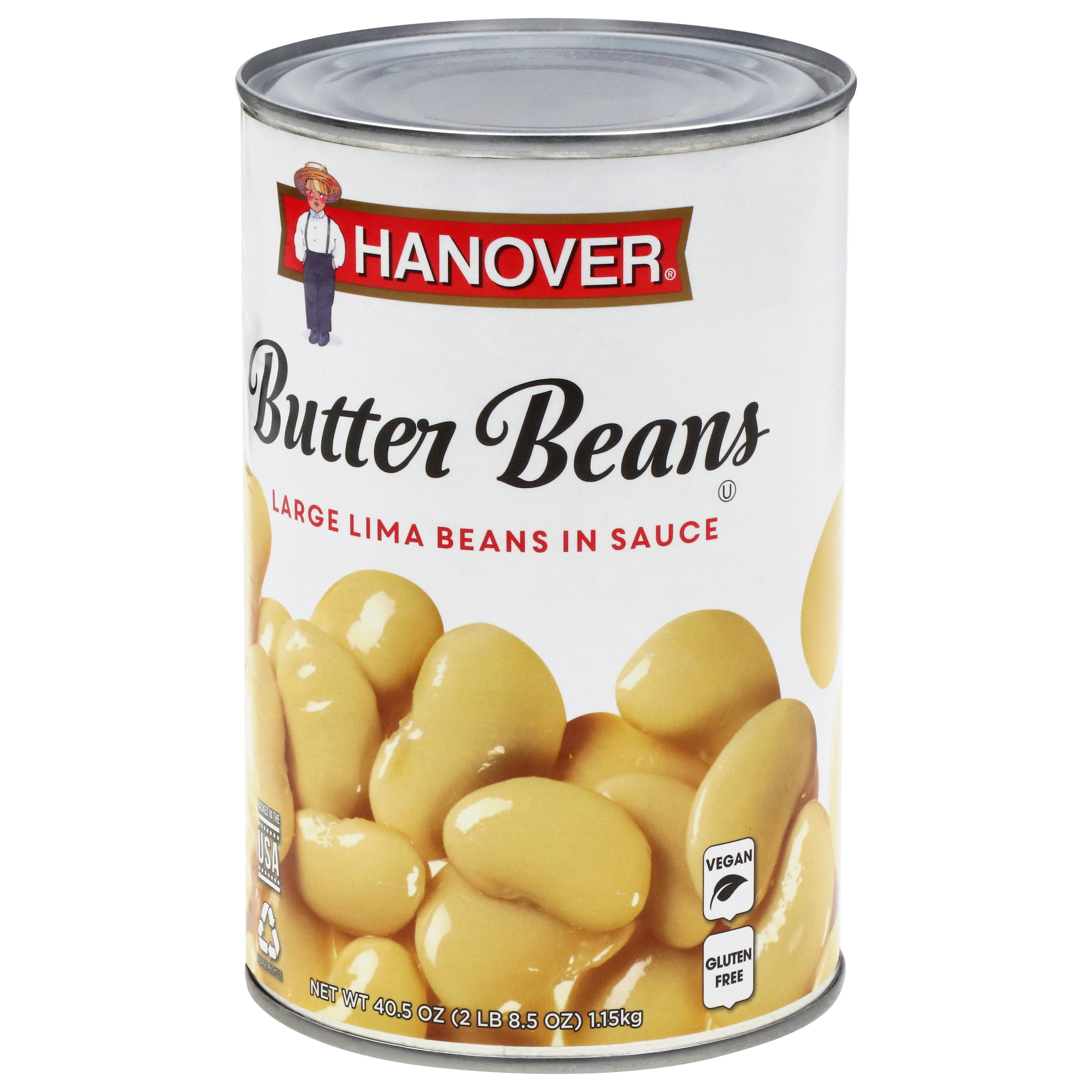 Hanover Butter Beans Large Lima Beans in Sauce, 40.5 oz Can – Family-Size Heat-and-Serve Side