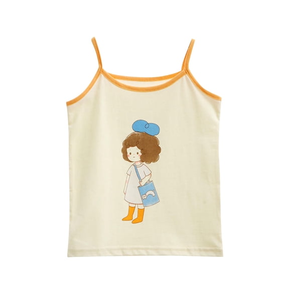 Taqqpue Girls Tank Tops Sleeveless Undershirts Casual Basic Dance Cami Top Prints Spaghetti Strap Camisole 2-12 Years