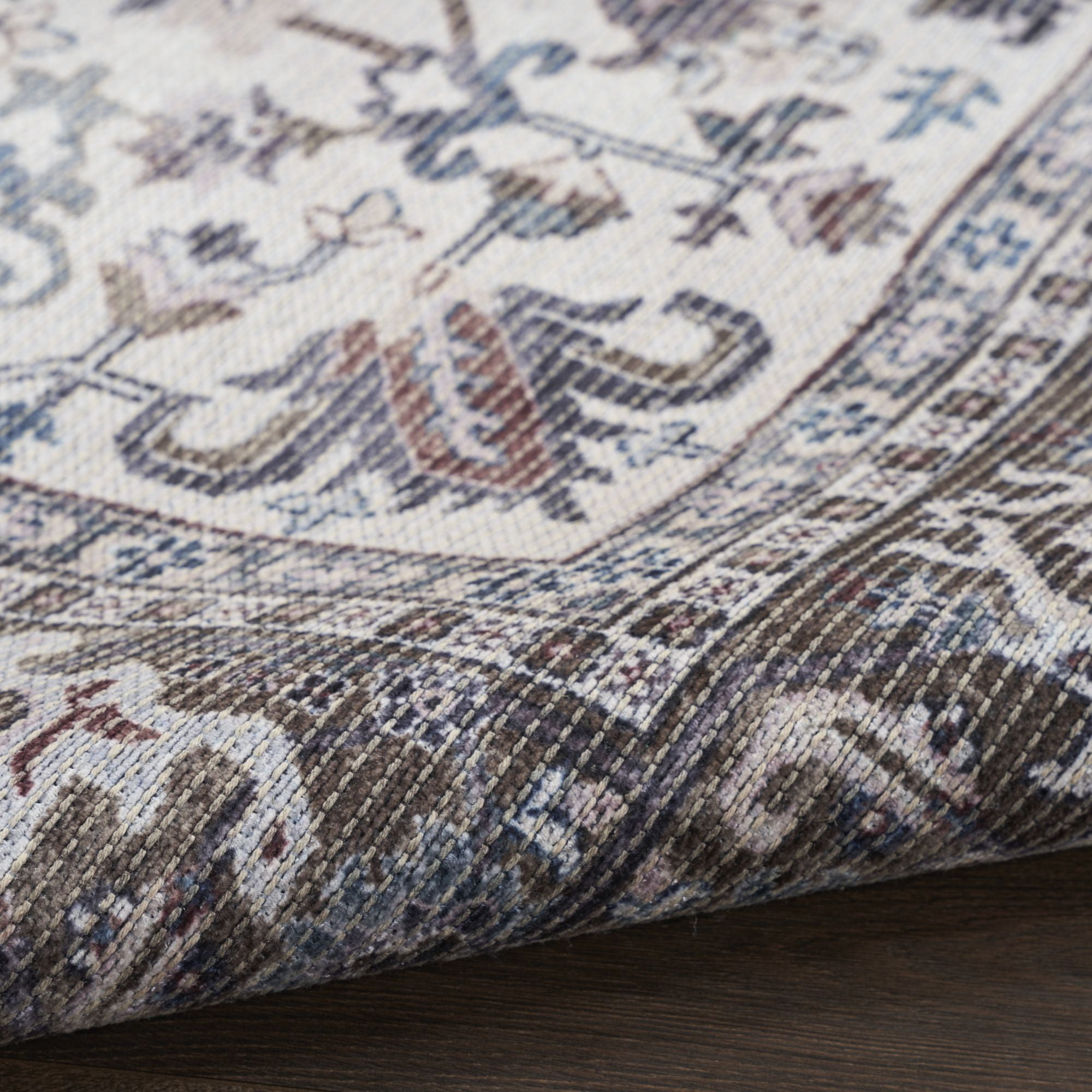 Nourison New Concept Washables 5'3" x 7'3" Olive Ivory Vintage Indoor Non-Slip Flatweave Rug