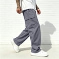 thumbnail image 5 of Dwelliawo Cargo Sweatpants for Men Baggy Elastic Waist Lounge Pants with Pockets Dark Gray S, 5 of 5