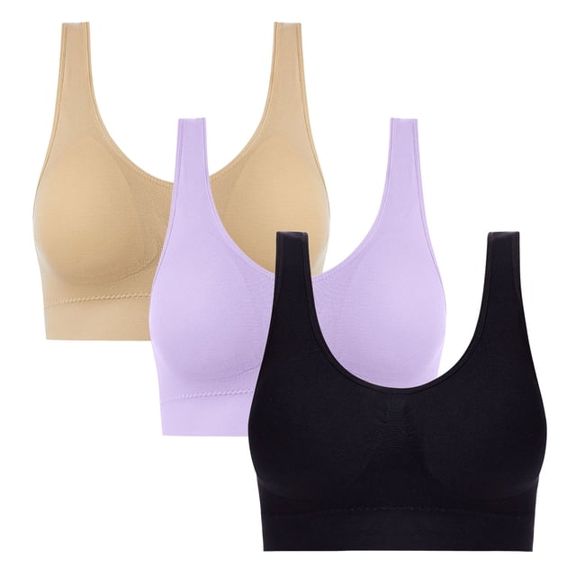 Pincandy Women's Comfort 3PC Workout Sports Bra Low-Impact Activity Sleep Bras