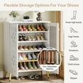 thumbnail image 4 of Mirrored 5-Tier White Modern Shoe Cabinet with Doors, Large Wooden Freestanding 25-Pair Shoe Rack Storage for Entryway, Bedroom, 4 of 6