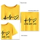 thumbnail image 5 of Camisa informal holgada de manga corta con letras negras, XXL, camiseta de verano con corazón amarillo, 5 of 5