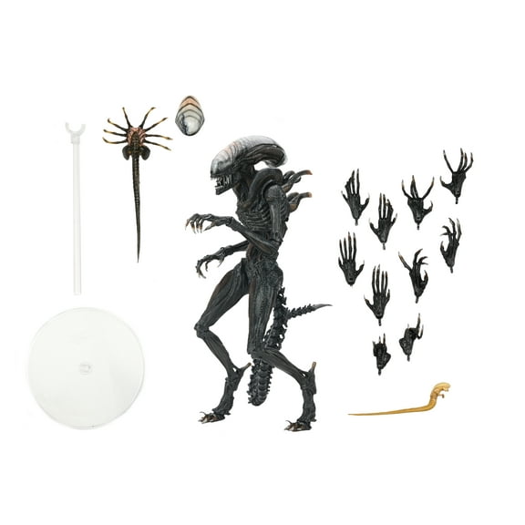 NECA Alien: Romulus Scorched Xenomorph Ultimate Action Figure with Facehugger and Chestbursters (7")