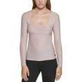 thumbnail image 1 of Calvin Klein Womens Square-Neck Shimmer Top, Enchant/Silver, Small, 1 of 3