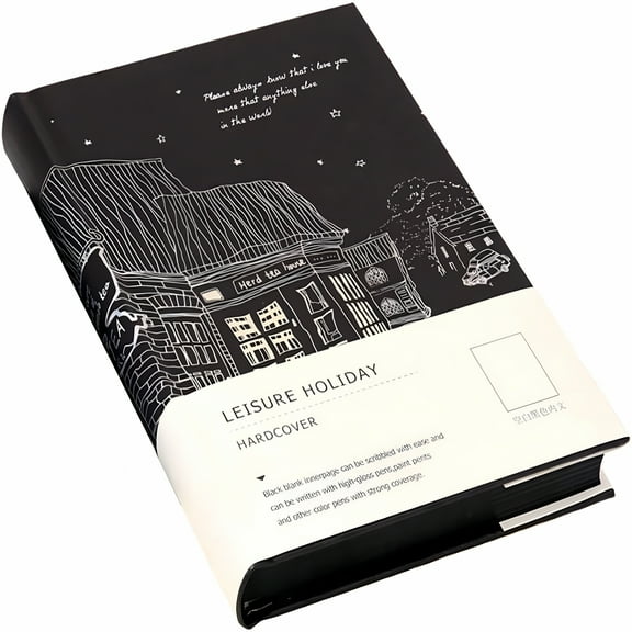 CCOCC Black Paper Notebook - 128 Sheets Hardcover Sketchbook (13 x 18.5cm)