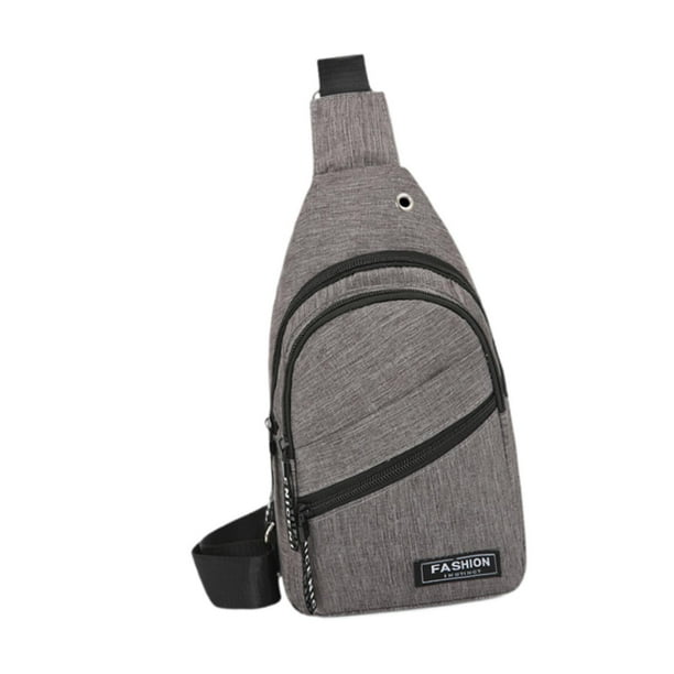 Bolso de hombro para hombre, mochila informal, ligero, resistente al agua, bolso de pecho para correr, trabajar, Gris