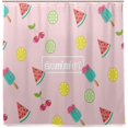 thumbnail image 2 of FREEAMG Cartoon Fruits Watermelon Lemon Pink Shower Curtain Liner, 72 x 72 Waterproof Fabric Shower Curtains with Hooks for Bathroom Hotel, 2 of 4