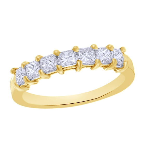 AFFY White Natural Diamond Wedding Band Ring In 10k Yellow Gold (0.13 Cttw)