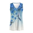 thumbnail image 4 of Jeiento Women's Blue Floral Birds Tank Tops Women Casual Sleeveless T Shirt Plus Size Ladies Teenager Gir V Neck Pleated Tunic Top Dressy Shirts Loose Fit Tunic Blouse Beach Vacation Outfit,5XL, 4 of 7
