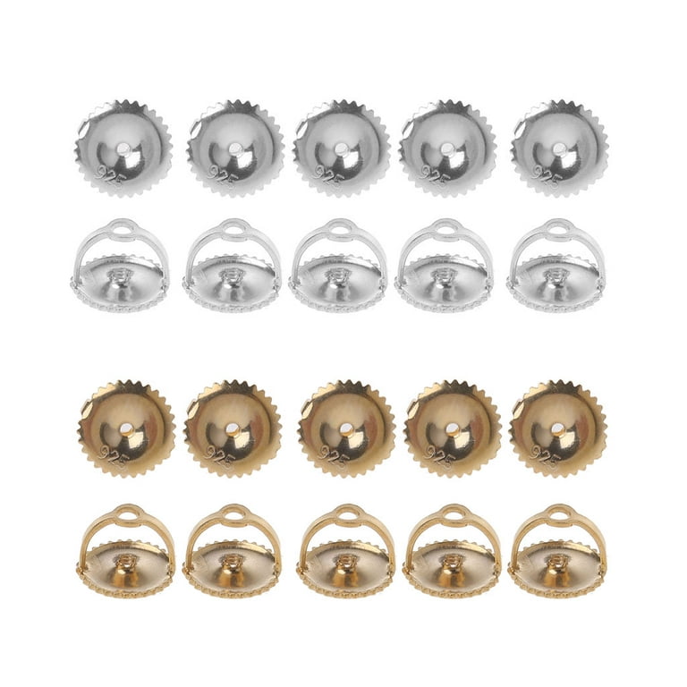 3 Pairs Screw Earring Backs Replacements,925 Silver Locking Hypoallergenic  Screw On Earring Backs for Studs,Screw Backs Fit forThreaded Post  0.032(Silver) 