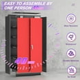 thumbnail image 6 of Superday Metal Storage Cabinets, 71" Storage Cabinet with Locking Door, Tall Garage Cabinet with 2 Doors and 4 Adjustable Shelves for Home Office, Classroom, Easy Assemble(Black Red), 6 of 16