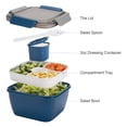 thumbnail image 2 of Freshmage Contenedor de almuerzo para ensaladas para llevar, ensaladeras de 52 oz con 3 compartimentos, contenedor de aderezos para ensaladas, aperitivos, hombres, mujeres (azul), 2 of 5
