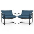 thumbnail image 1 of Gymax Ensemble de 2 Chaises d'Appoint à Sangle Chaise de Loisirs Intérieure Extérieure avec Coussins, 1 of 9